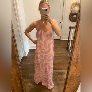 Show Me Your Mumu pink feather print maxi dress